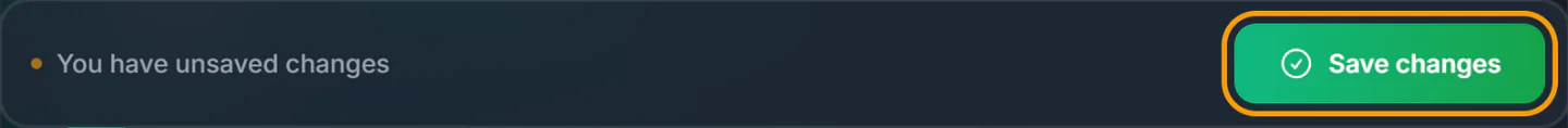The bar at the bottom of the page reading You have unsaved changes, with the Save changes button highlighted